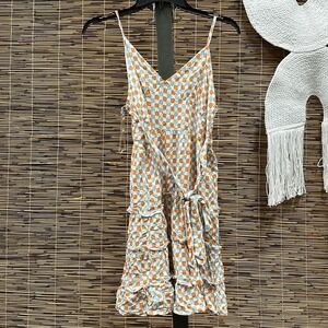 Just Polly Juniors' Printed V-Neck Tiered Dress Size M